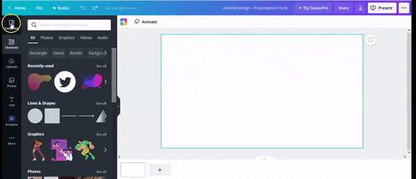 drag and drop feature of Canva
